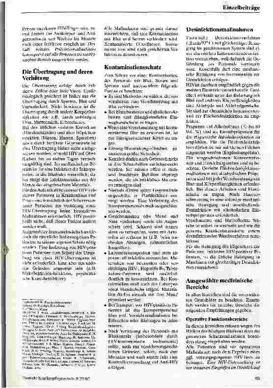 Vorschauseite 2: AIDS-Prophylaxe in Krankenhaus und Praxis