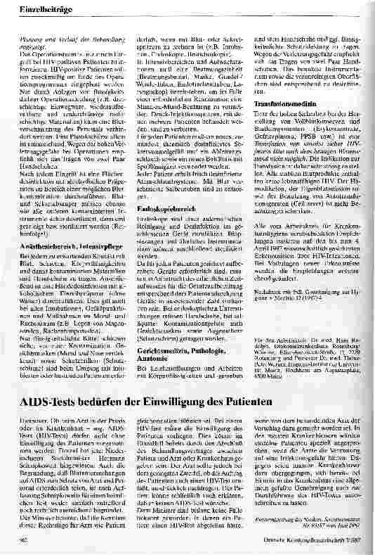 Vorschauseite 3: AIDS-Prophylaxe in Krankenhaus und Praxis