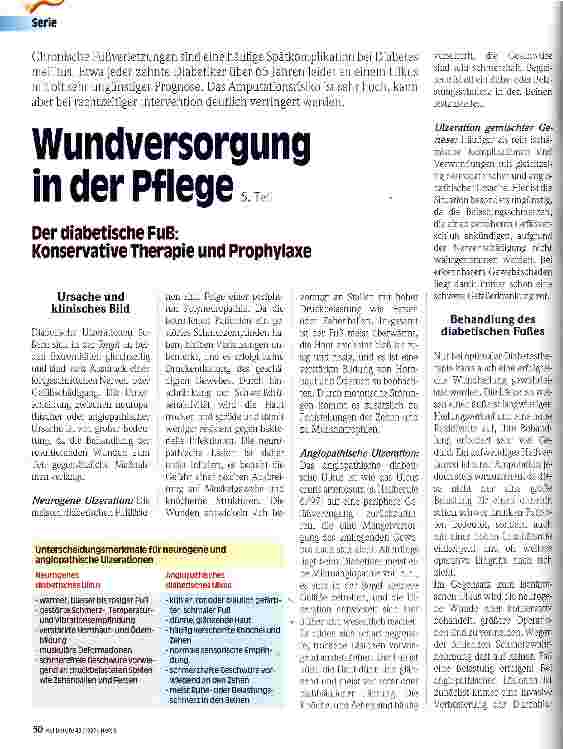 Vorschauseite 1: Wundversorgung in der Pflege Der diabetische Fuß: konservative Therapie und Prophylaxe 5. Teil