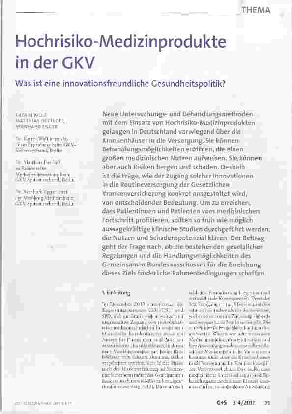 Vorschauseite 1: Hochrisiko-Medizinprodukte in der GKV