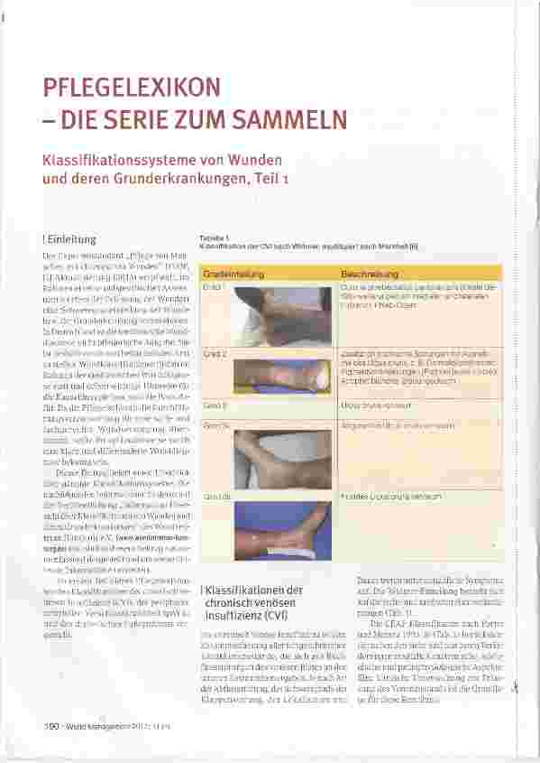 Vorschauseite 1: PFLEGE LEXIKON-DIE SERIE ZUM SAMMELN Klassifikationssysteme von Wunden und deren Grunderkrankungen, Teil 1