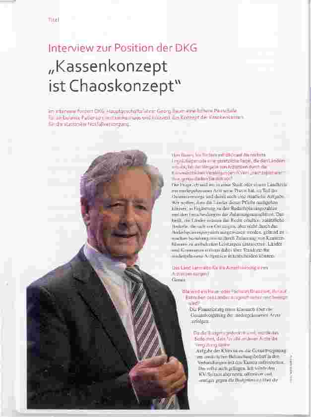Vorschauseite 1: Interview zur Position der DKG „Kassenkonzept ist Chaoskonzept