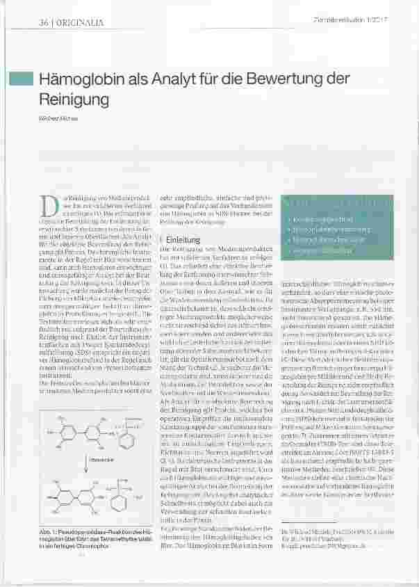 Vorschauseite 1: Hämoglobin als Analyt für die Bewertung der Reinigung