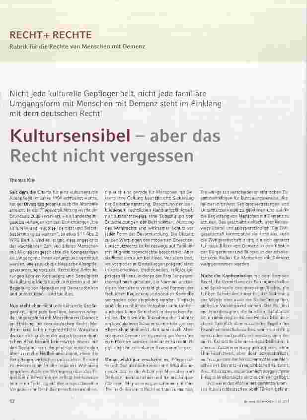 Vorschauseite 1: Kultursensibel aber das Recht nicht vergessen