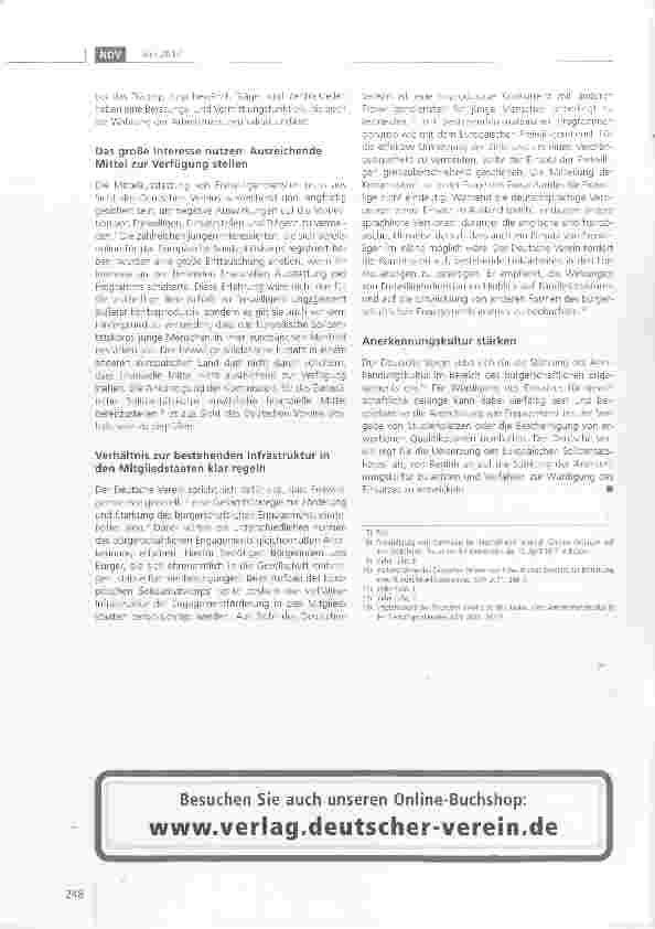 Vorschauseite 2: Stellungnahme der Geschäftsstelle des Deutschen Vereins zum Europäischen Solidaritätskorps