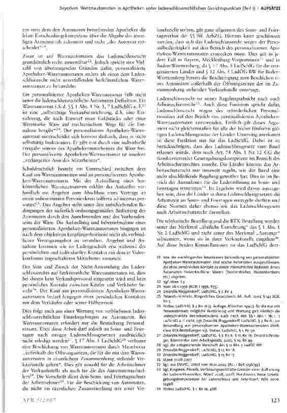 Vorschauseite 4: Warenautomaten in Apotheken unter ladenschlussrechtlichen Gesichtspunkten (Teil i)