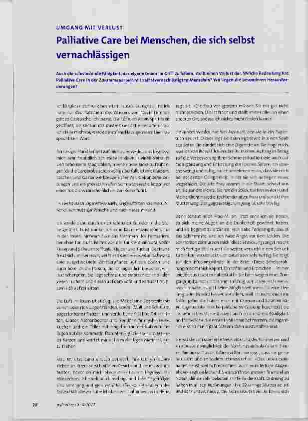 Vorschauseite 1: Palliative Care bei Menschen, die sich selbst vernachlässigen