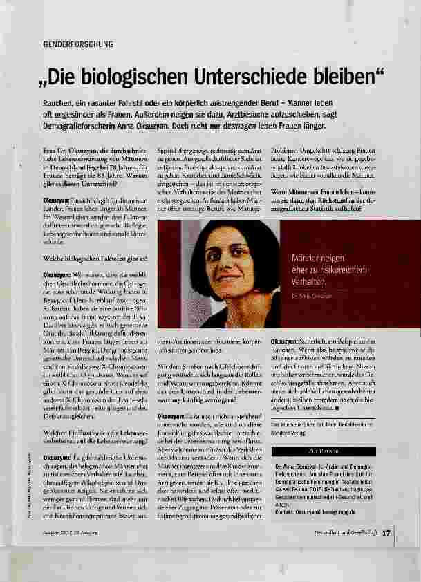 Vorschauseite 1: „Die biologischen Unterschiede bleiben“