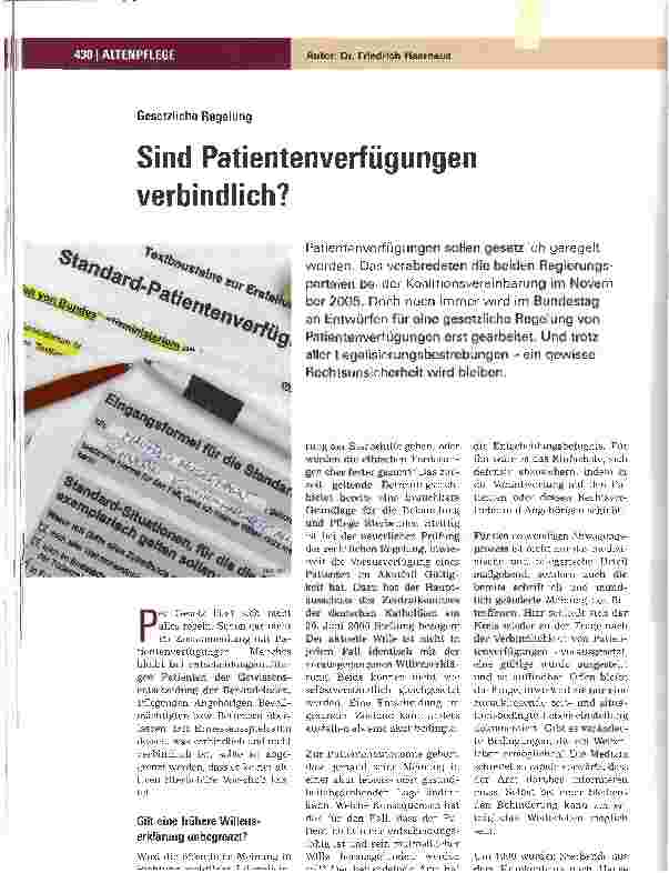 Vorschauseite 1: Sind Patientenverfügungen verbindlich?