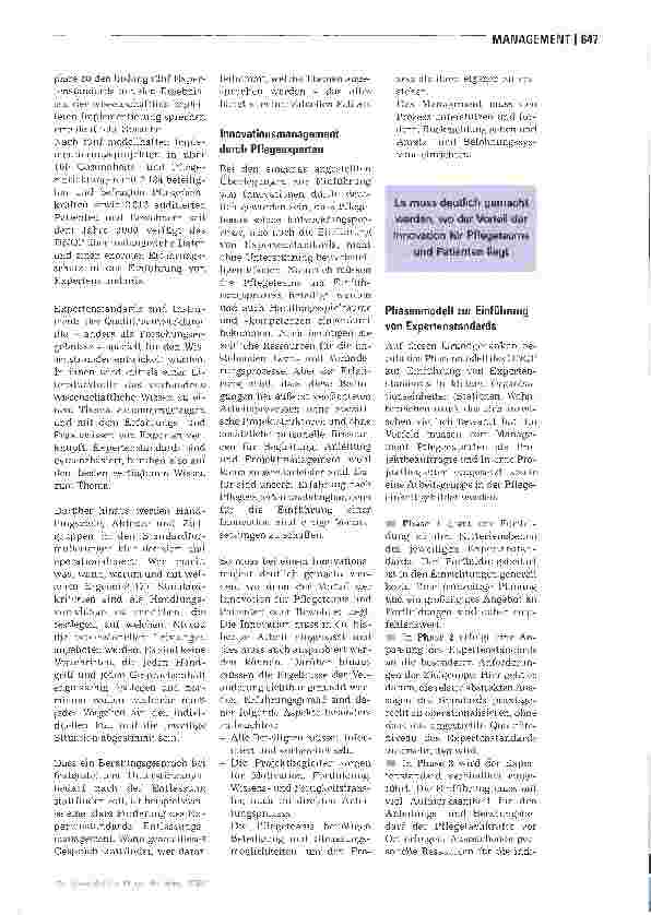 Vorschauseite 2: Wissenstransfer braucht Begleitung durch Pflegeexperten