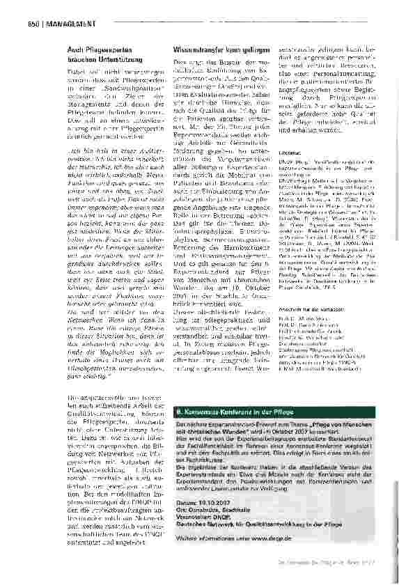 Vorschauseite 4: Wissenstransfer braucht Begleitung durch Pflegeexperten
