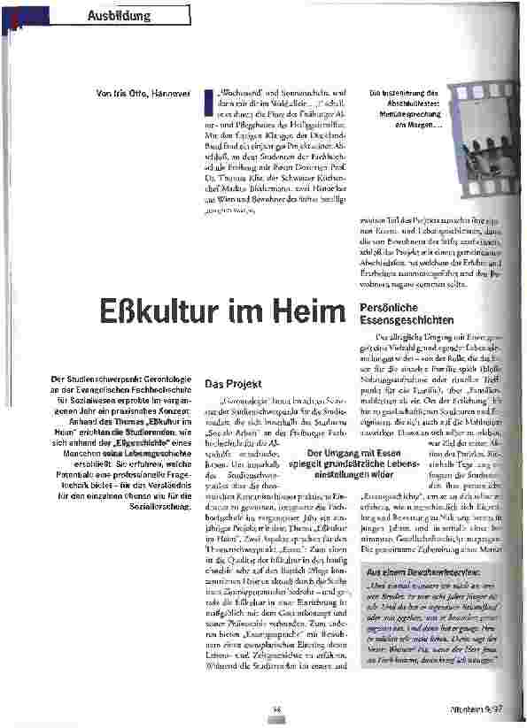 Vorschauseite 1: Eßkultur im Heim