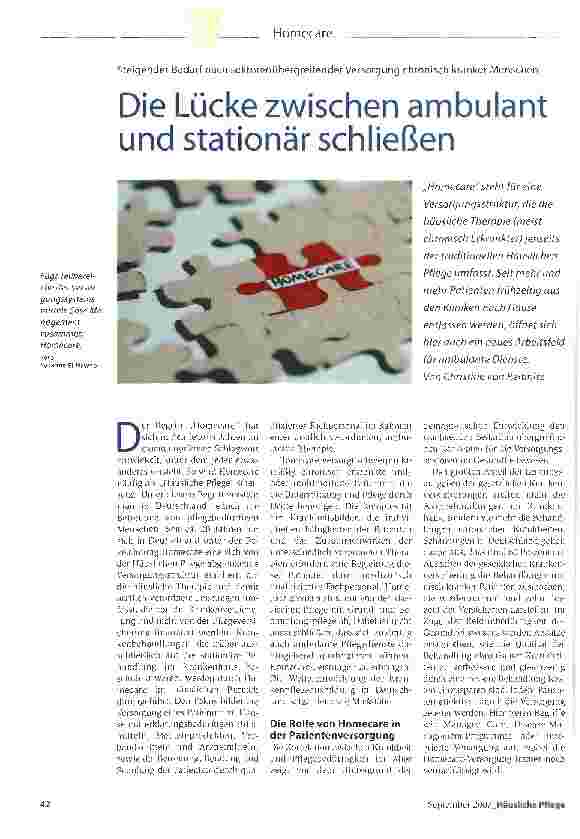 Vorschauseite 1: Die Lücke zwischen ambulant und stationär schließen
