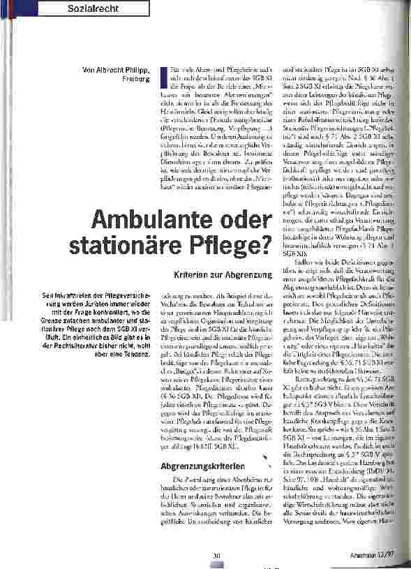 Vorschauseite 1: Ambulante oder stationäre Pflege?