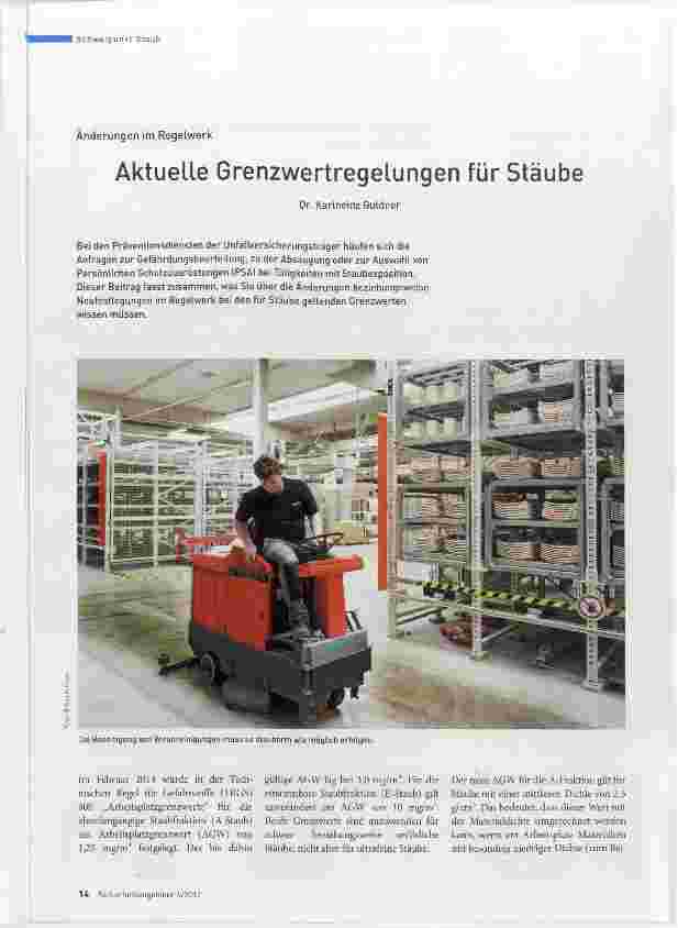 Vorschauseite 1: Aktuelle Grenzwertregelungen für Stäube