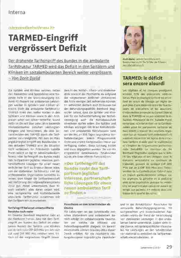Vorschauseite 1: TARMED-Eingriff vergrössert Defizit