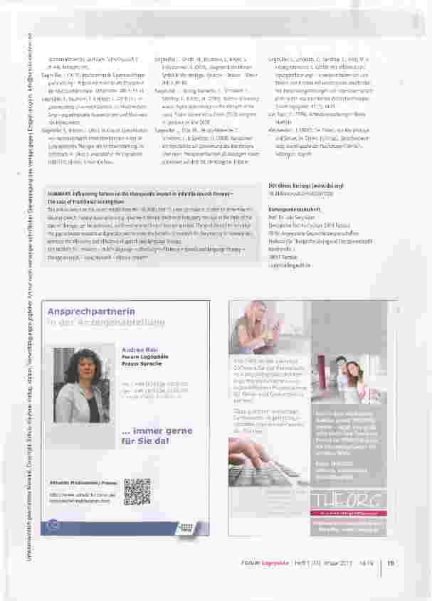 Vorschauseite 6: Einflussfaktoren auf Therapiewirkung in der Kindersprachtherapie