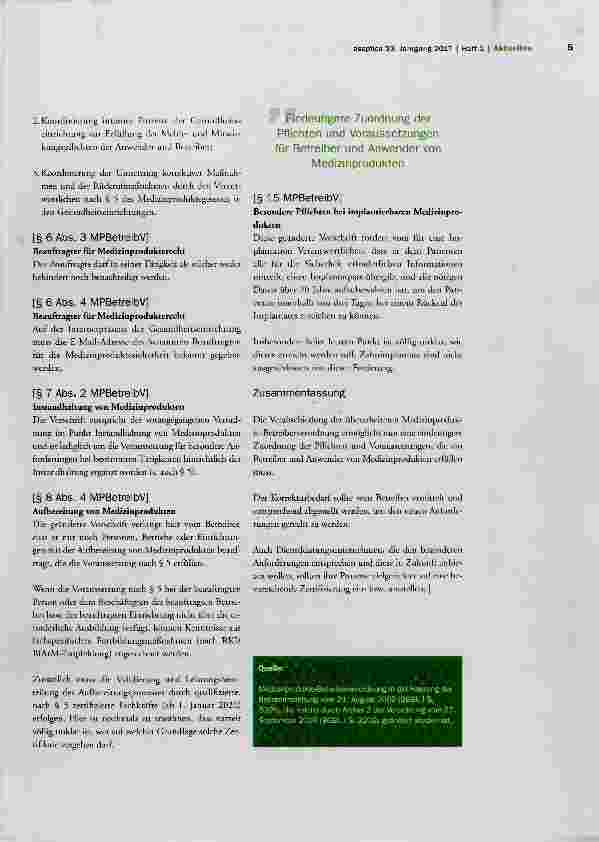 Vorschauseite 3: Auf den Punkt gebracht: Medizinprodukte- Betreiberverordnung (MPBetreibV) was ändert sich an der Rechtsverordnung 2017?