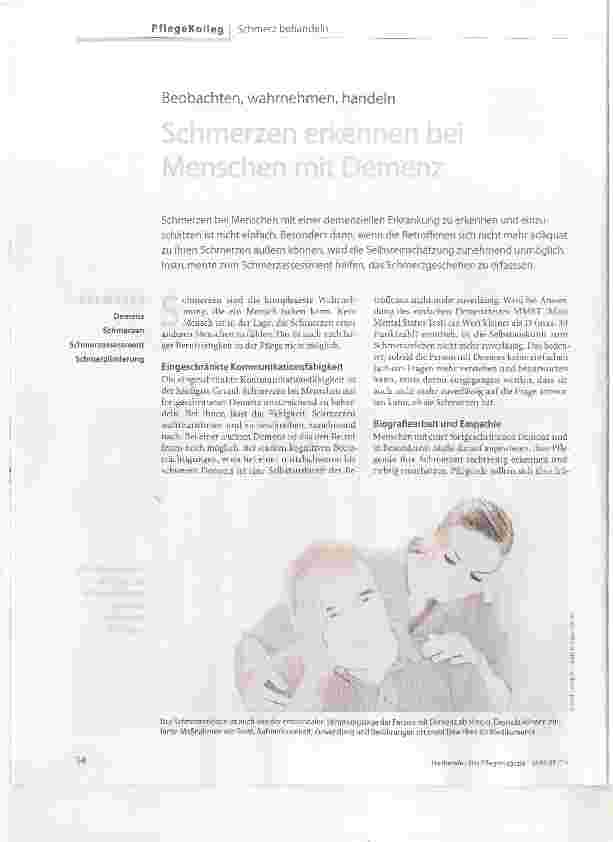 Vorschauseite 1: Schmerzen erkennen bei Menschen mit Demenz