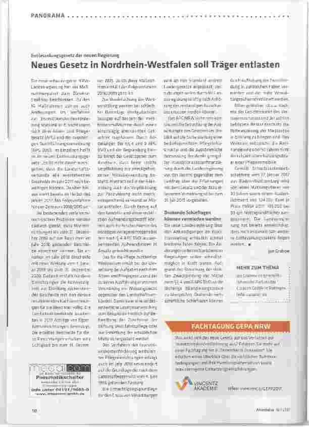 Vorschauseite 1: Neues Gesetz in Nordrhein-Westfalen soll Träger entlasten