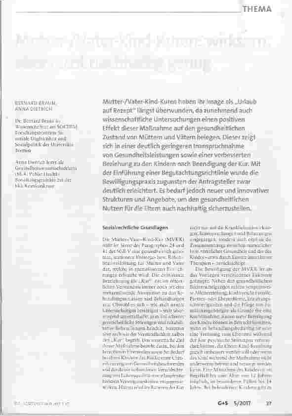 Vorschauseite 1: Mutter-/Vater-Kind-Kuren: wirksam, aber nicht nachhaltig genug