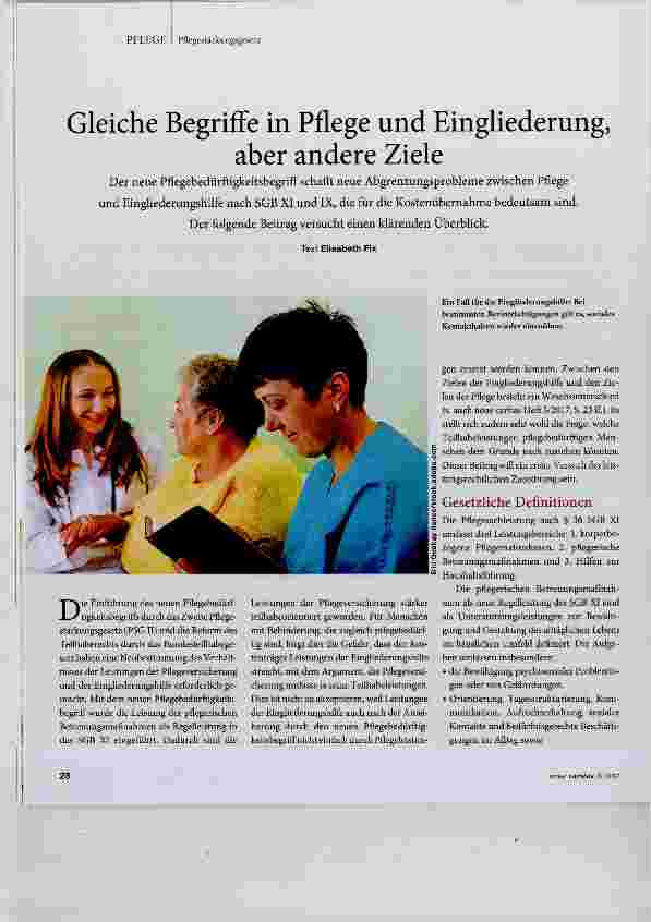 Vorschauseite 1: Gleiche Begriffe in Pflege und Eingliederung, aber andere Ziele
