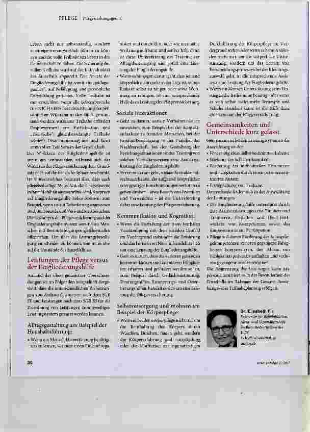 Vorschauseite 3: Gleiche Begriffe in Pflege und Eingliederung, aber andere Ziele