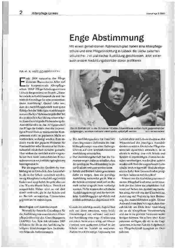 Vorschauseite 1: Enge Abstimmung