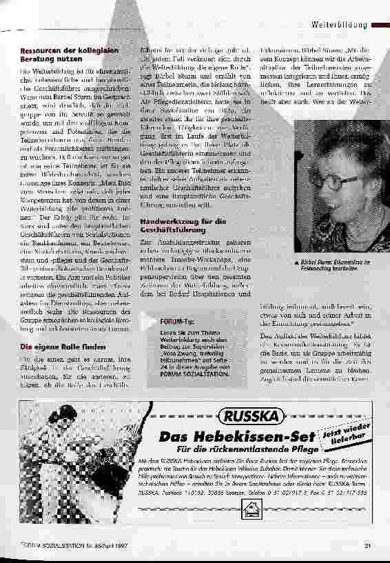 Vorschauseite 2: Mit voller Kraft ins Management FORUM-Gespräch zur Weiterbildung der Geschäftsführer von Sozialstationen