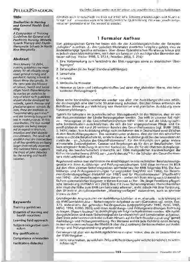 Vorschauseite 2: Gemeinsamkeiten in den pflege und gesundheitsberuflichen Ausbildungen