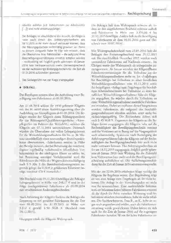 Vorschauseite 2: Zur Erstattung zu viel gezahlter Fahrtkosten im Rahmen eines Lehrgangs mit dem Qualifizierungsinhalt: »Altenpfleger/in«