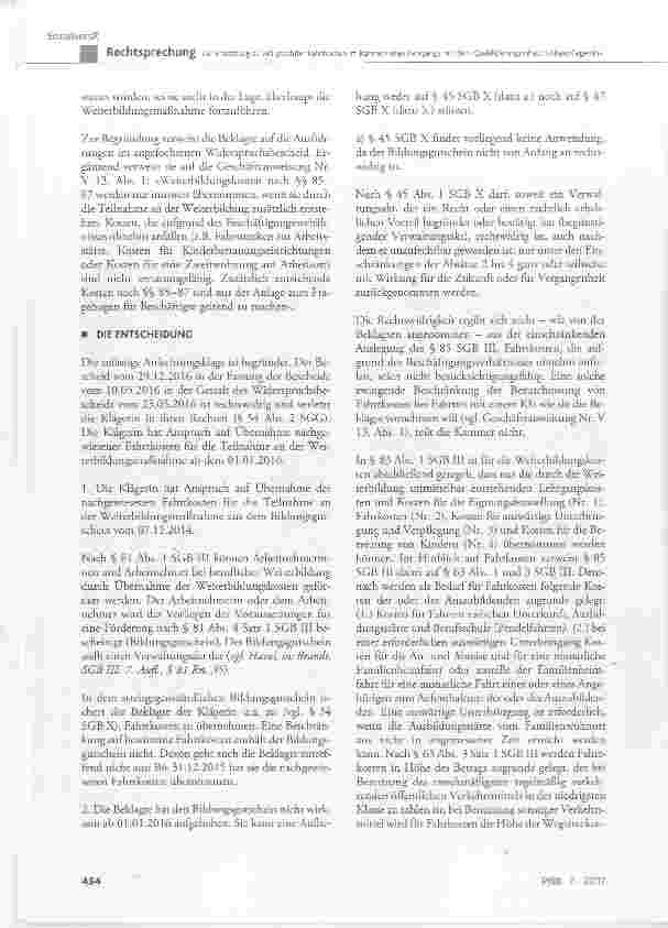 Vorschauseite 3: Zur Erstattung zu viel gezahlter Fahrtkosten im Rahmen eines Lehrgangs mit dem Qualifizierungsinhalt: »Altenpfleger/in«
