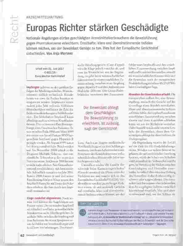 Vorschauseite 1: Europas Richter stärken Geschädigte
