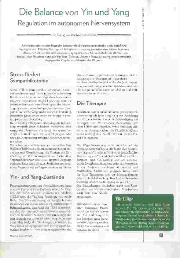 Vorschauseite 1: Die Balance von Yin und Yang Regulation im autonomen Nervensystem