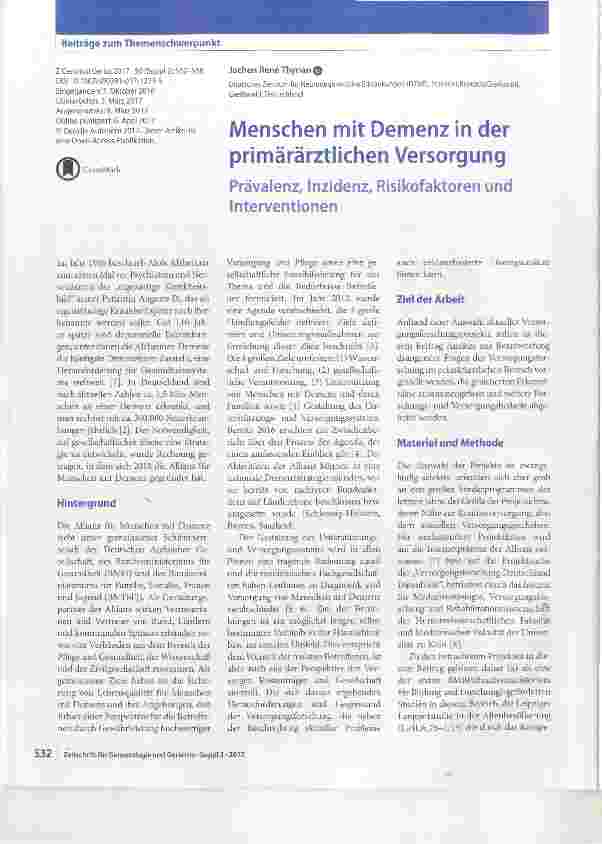 Vorschauseite 1: Menschen mit Demenz in der primärärztlichen Versorgung