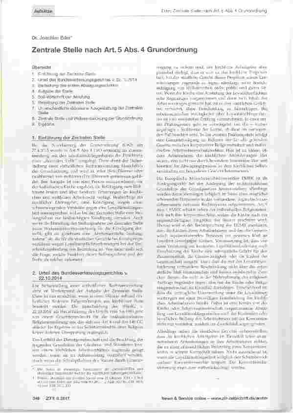Vorschauseite 1: Zentrale Stelle nach Art. 5 Abs. 4 Grundordnung