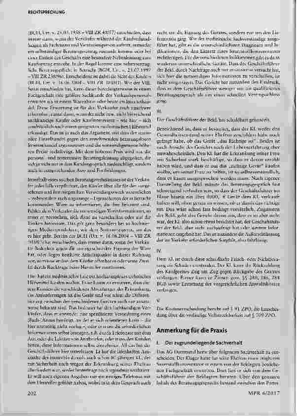 Vorschauseite 3: Kaufvertrag über ein Beatmungsgerät: Umfang der Beratungspflicht eines Verkäufers von hochwertigen medizinischen Geräten