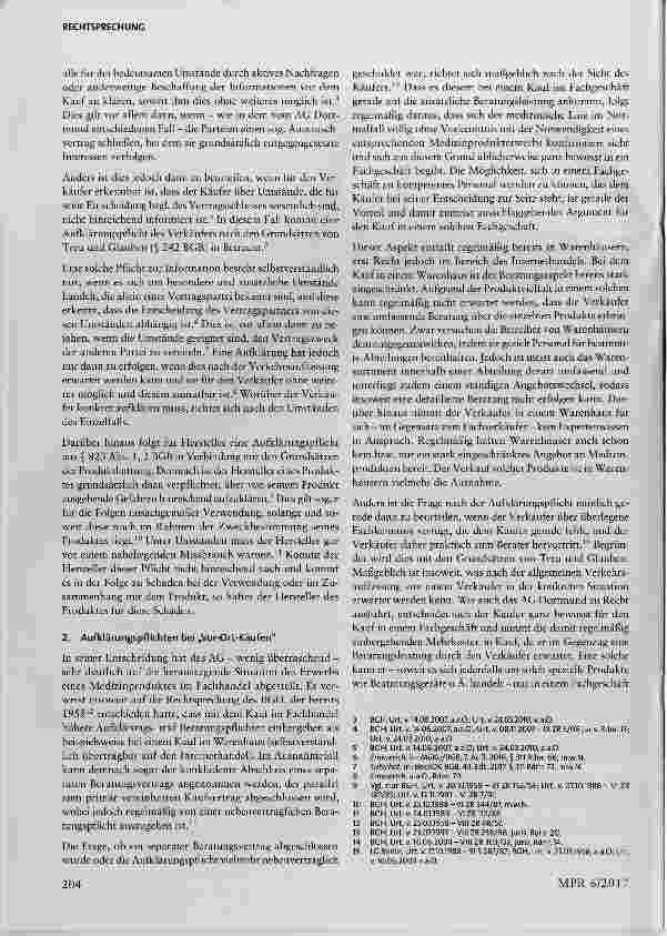 Vorschauseite 5: Kaufvertrag über ein Beatmungsgerät: Umfang der Beratungspflicht eines Verkäufers von hochwertigen medizinischen Geräten