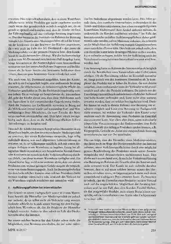Vorschauseite 6: Kaufvertrag über ein Beatmungsgerät: Umfang der Beratungspflicht eines Verkäufers von hochwertigen medizinischen Geräten