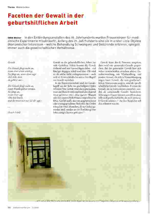Vorschauseite 1: Facetten der Gewalt in der geburtshilflichen Arbeit