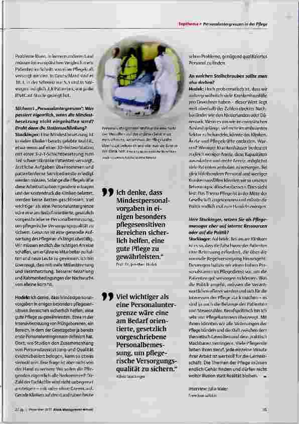 Vorschauseite 2: Pflegekollaps oder gleichgebliebene Arbeitslast?