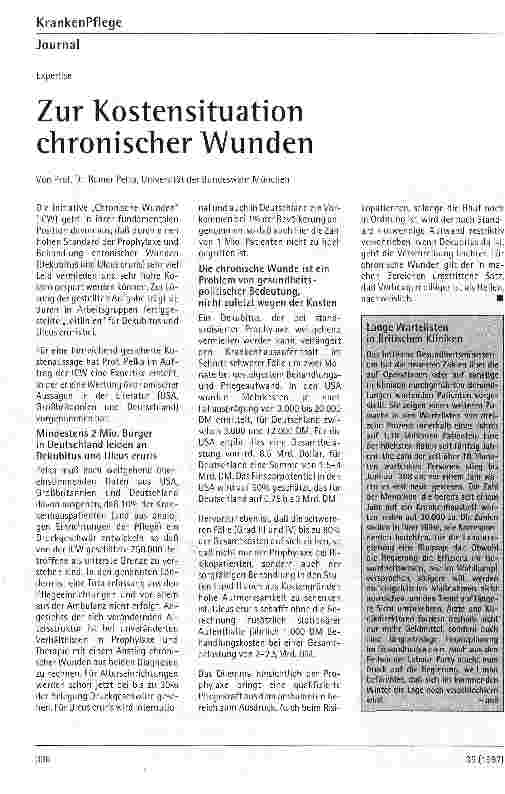 Vorschauseite 1: Zur Kostensituation chronischer Wunden