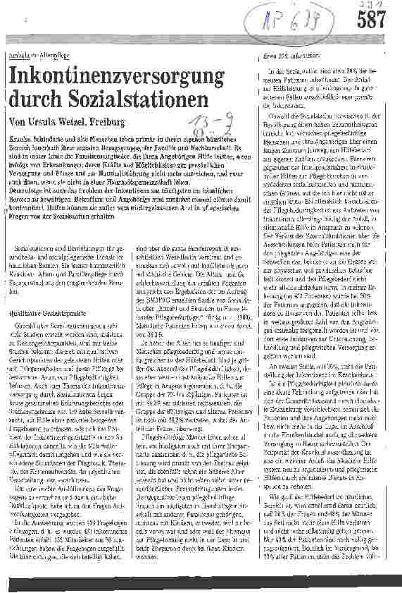 Vorschauseite 1: Inkontinenzversorgung durch Sozialstationen