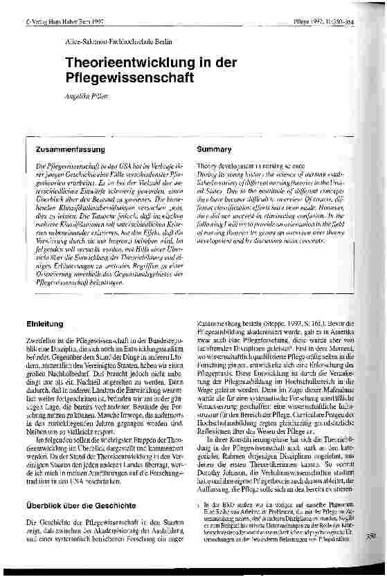 Vorschauseite 1: Theorieentwicklung in der Pflegewissenschaft