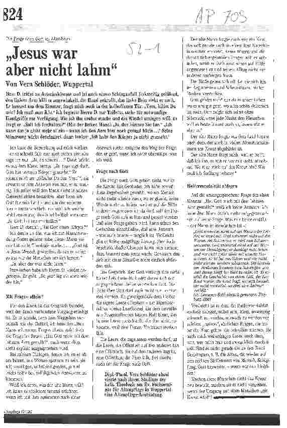 Vorschauseite 1: Jesus war aber nicht lahm Die Frage nach Gott im Altenheim