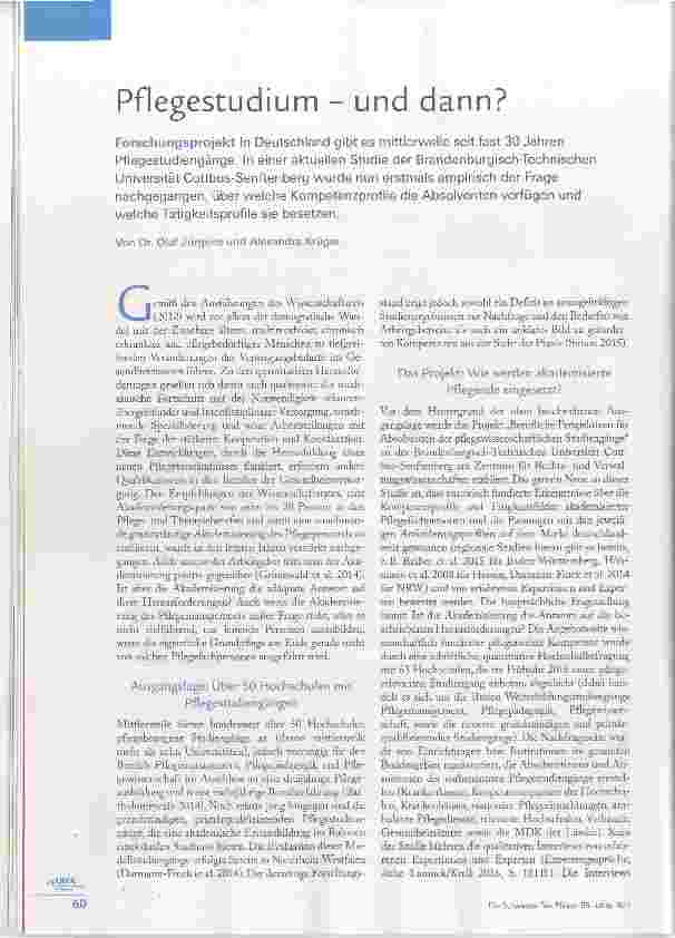 Vorschauseite 1: Pflegestudium - und dann?
