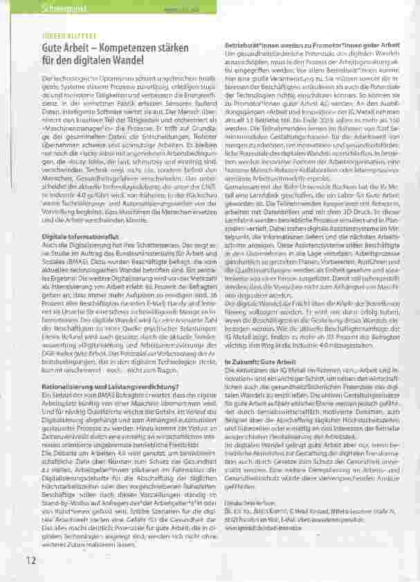 Vorschauseite 1: Gute Arbeit Kompetenzen stärken für den digitalen Wandel