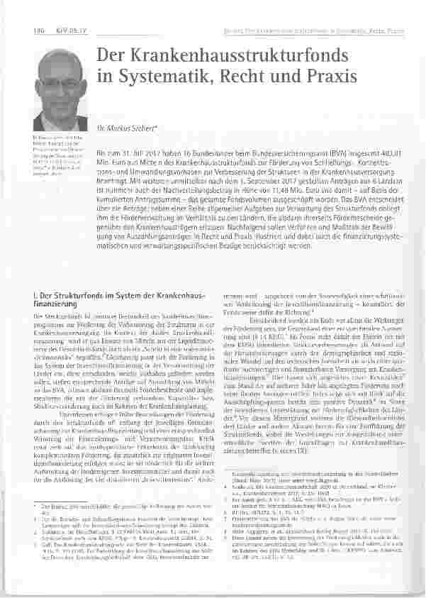 Vorschauseite 1: Der Krankenhausstrukturfonds in Systematik, Recht und Praxis