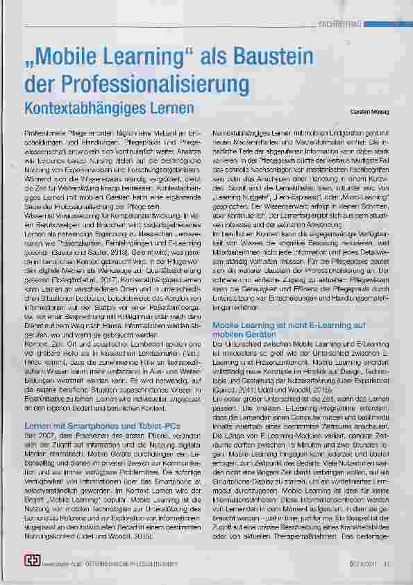 Vorschauseite 1: „Mobile Learning“ als Baustein der Professionalisierung