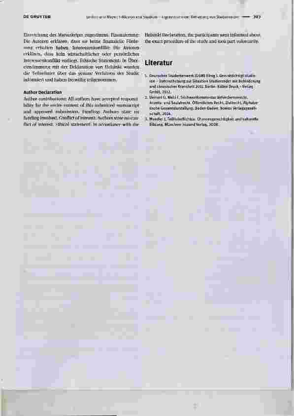 Vorschauseite 3: Inklusion und Studium Ergebnisse einer Befragung von Studierenden